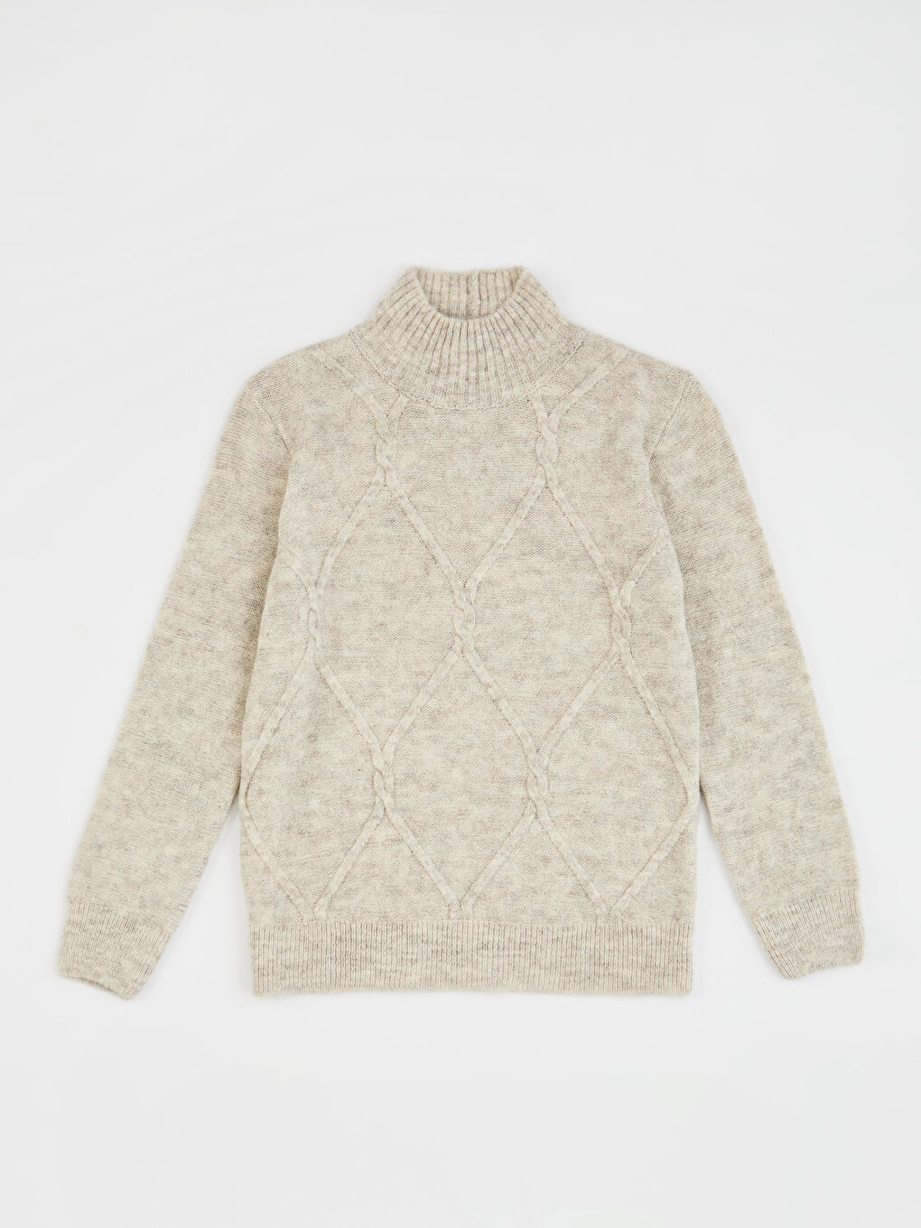 Bej Yarım Balıkçı Yaka Kadın Kazak-1