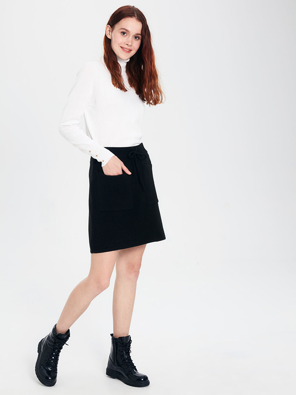 LCW Vision Women's Pocketed Plain Skirt -9WV472Z8-CVL