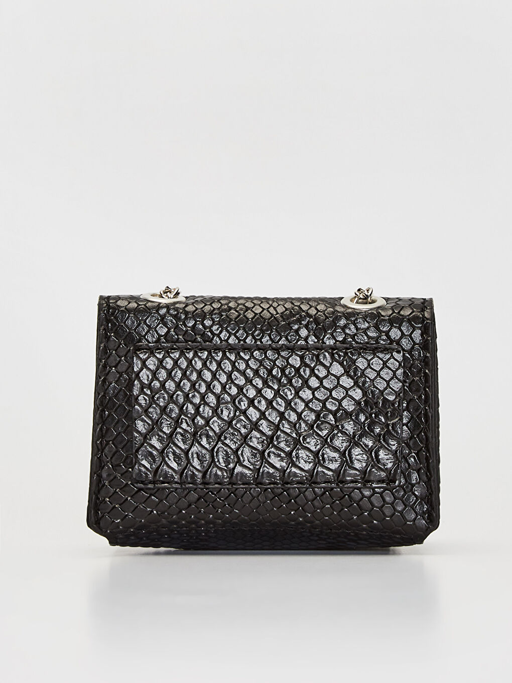 Siyah Kroko Desenli zincirli Çapraz Çanta-1