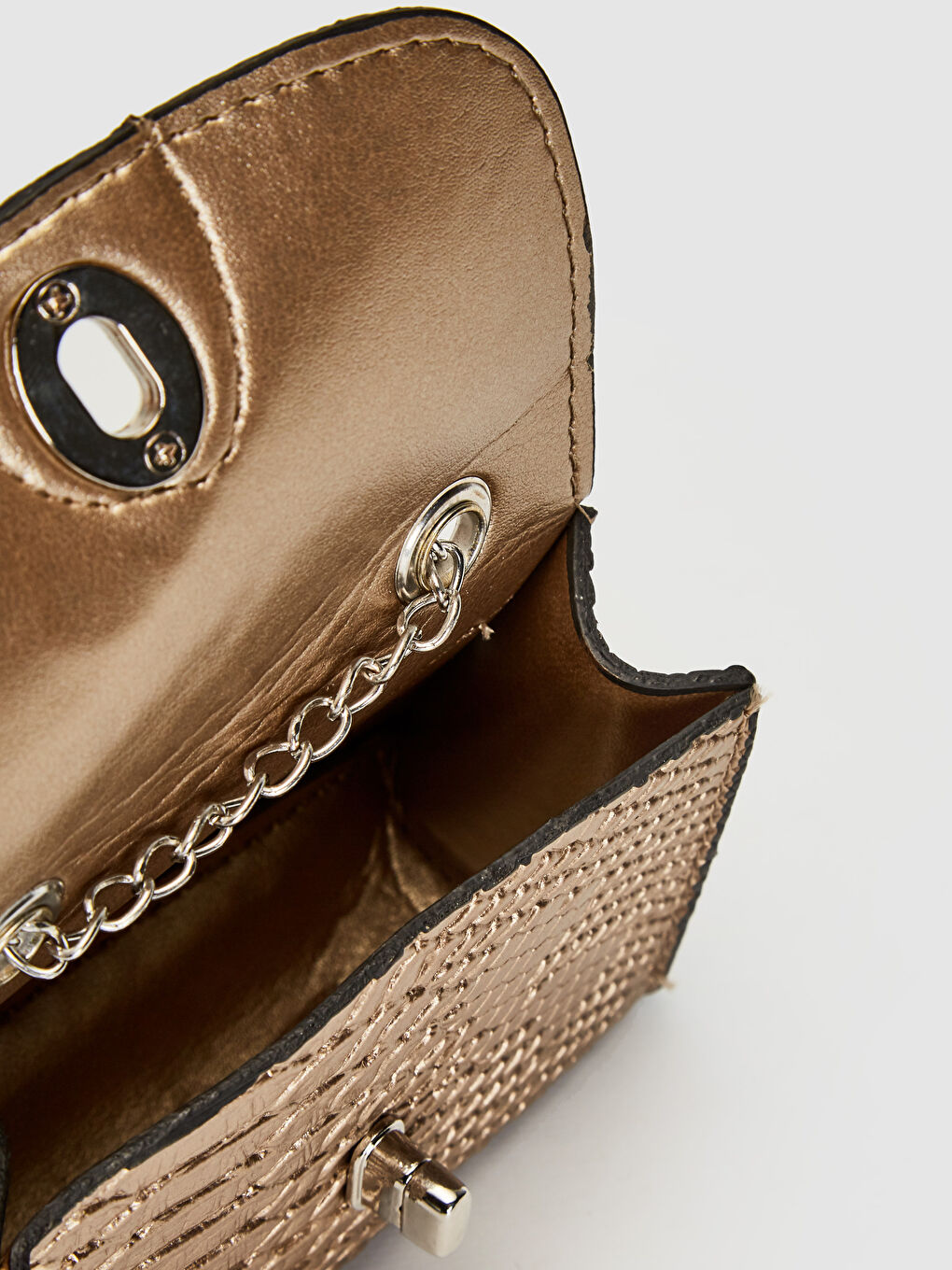 Sarı Kroko Desenli zincirli Çapraz Çanta-2