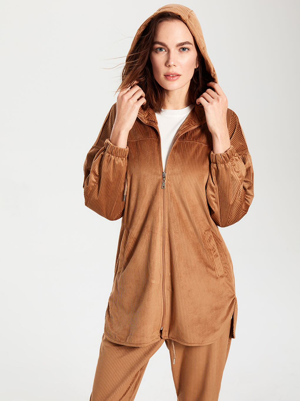 Kahverengi Oversize Kadın Ceket-3