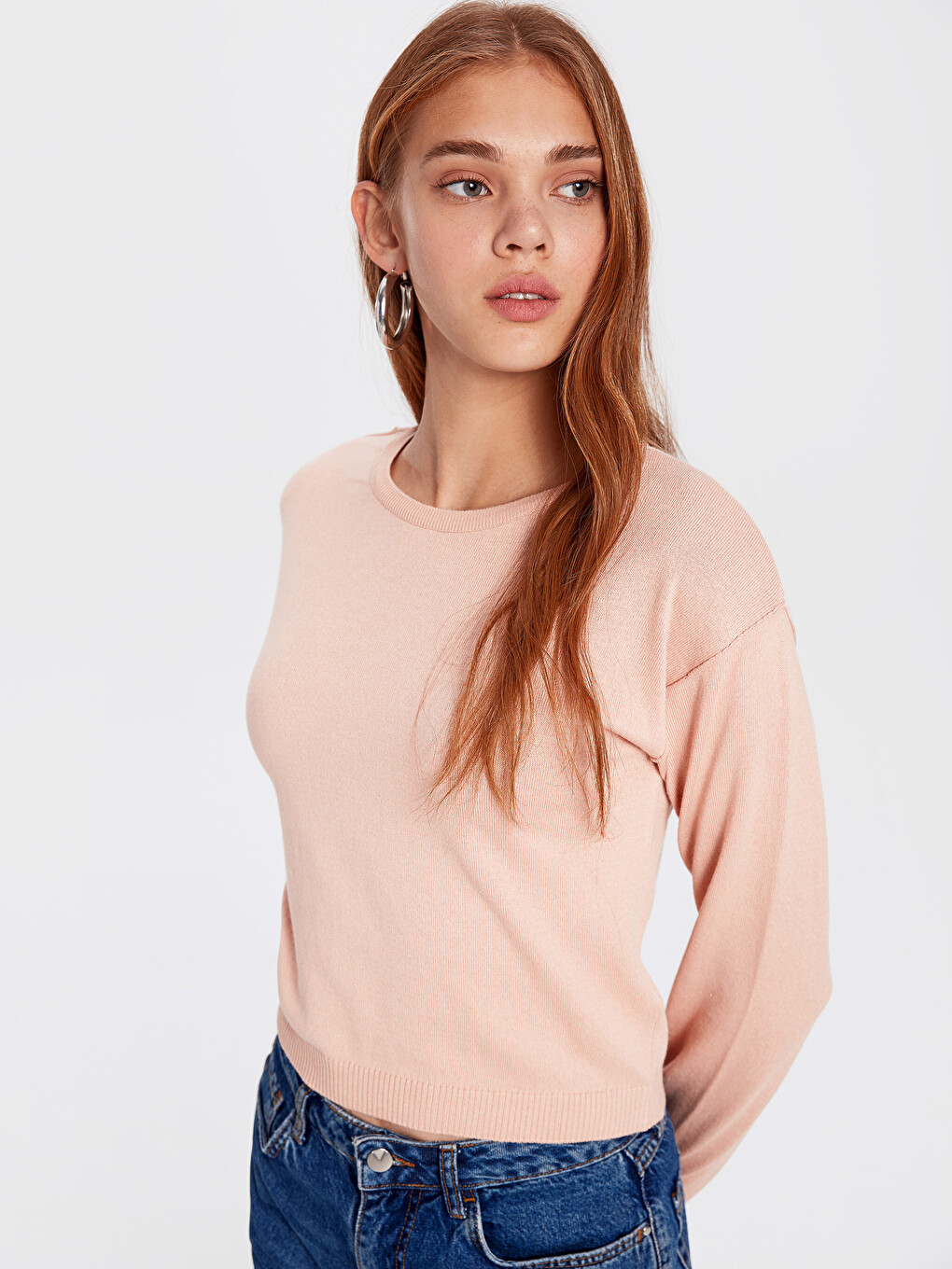 Crew Neck Long Sleeve Women's Sweater-1