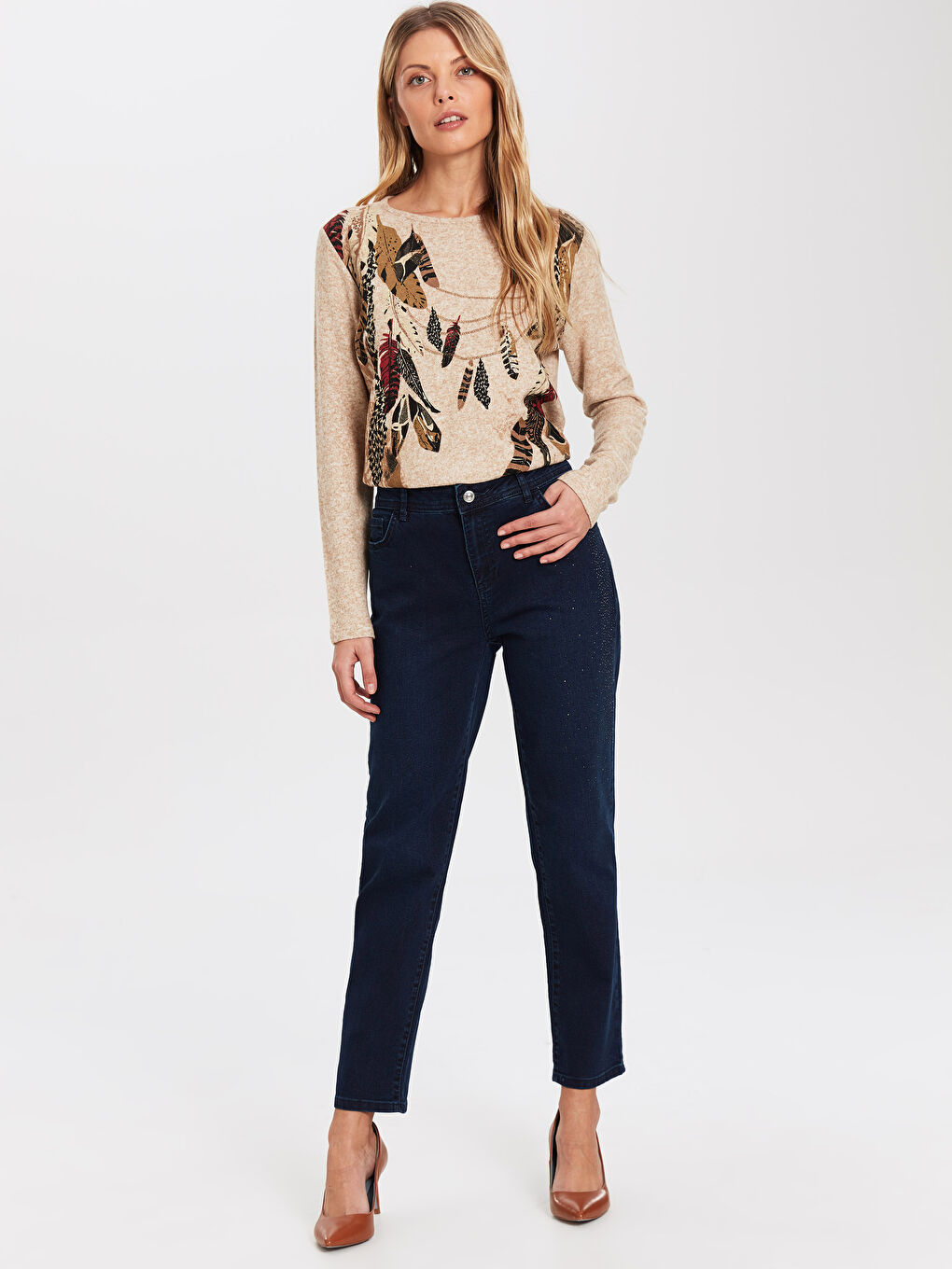 Lacivert Bilek Boy Havuç Jean Pantolon