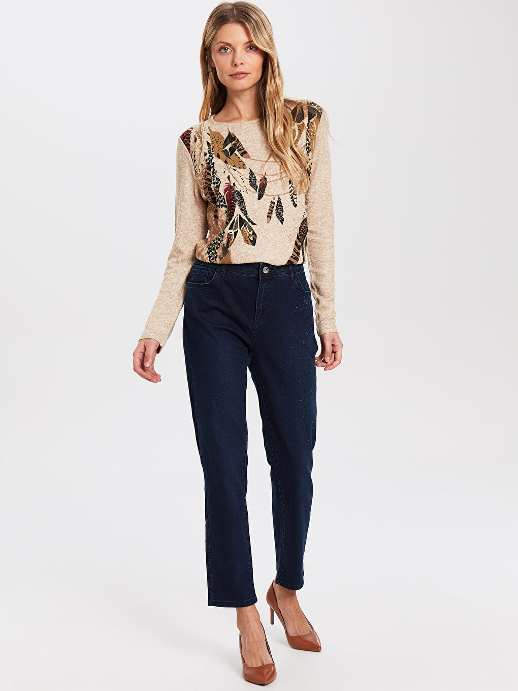 Lacivert Bilek Boy Havuç Jean Pantolon-3