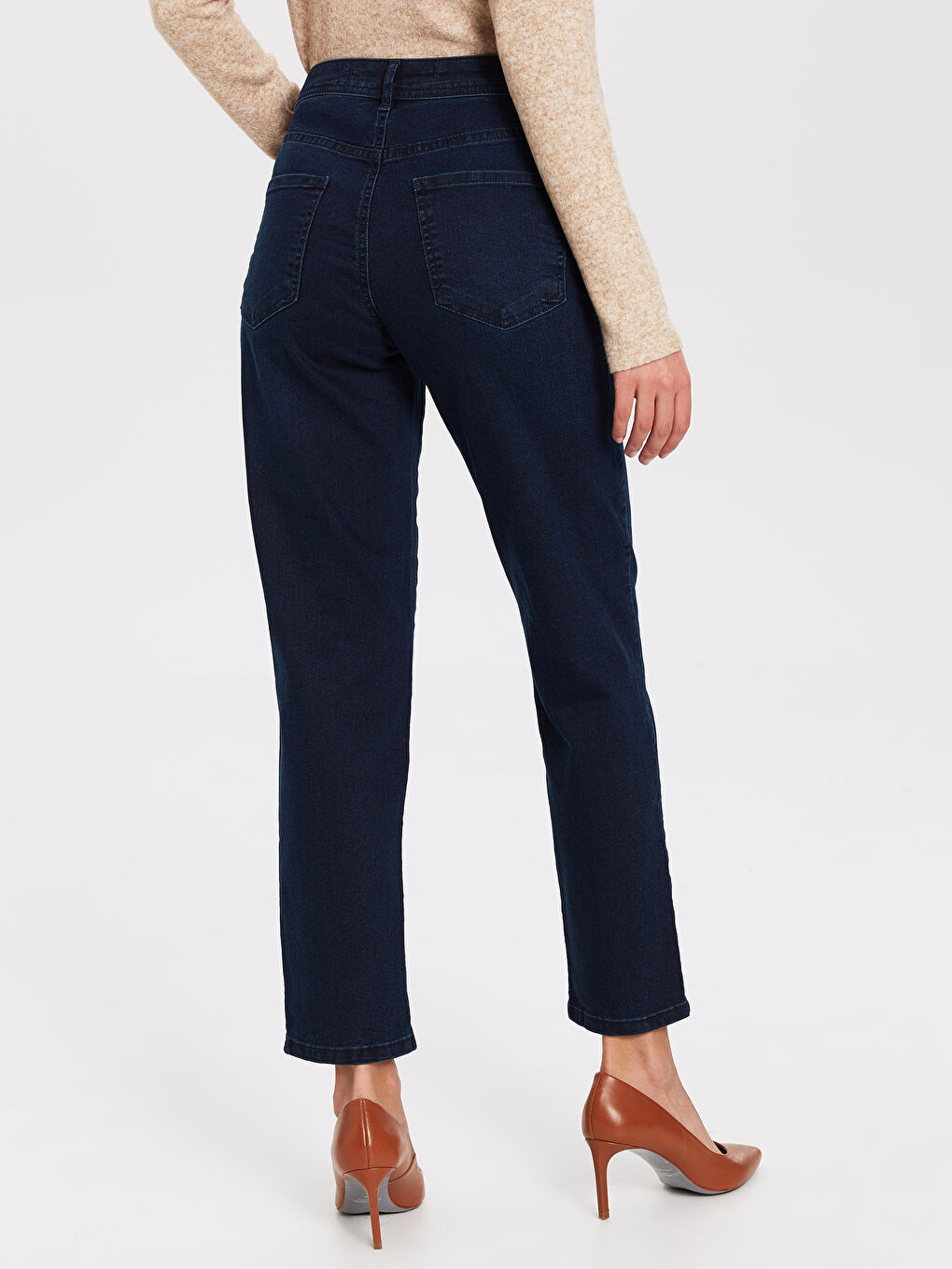 Lacivert Bilek Boy Havuç Jean Pantolon-4