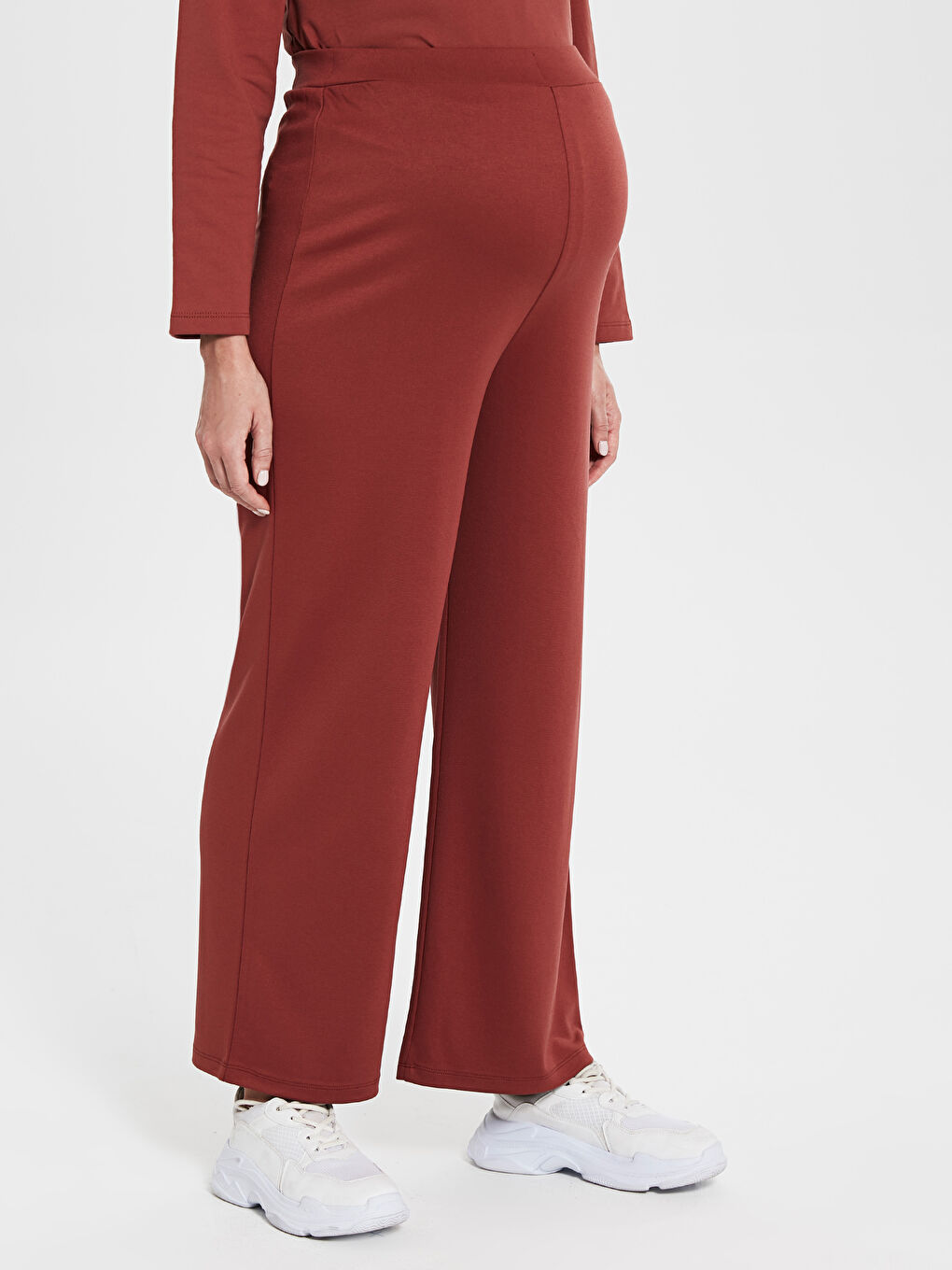 Kahverengi Kadın Standart Fit Düz Eşofman Altı-2