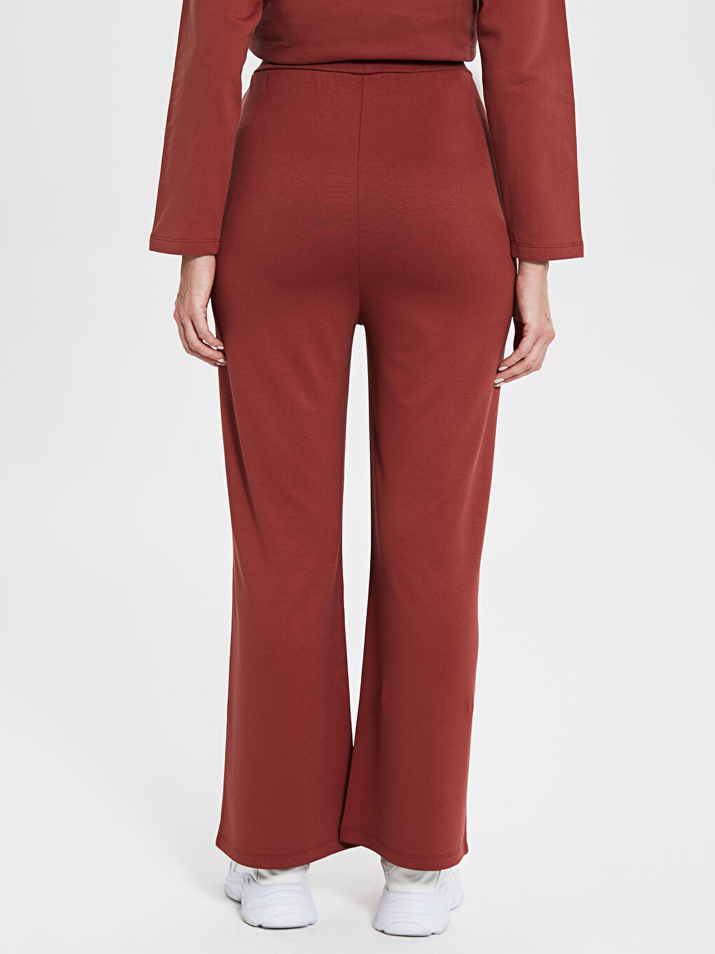 Kahverengi Kadın Standart Fit Düz Eşofman Altı-3