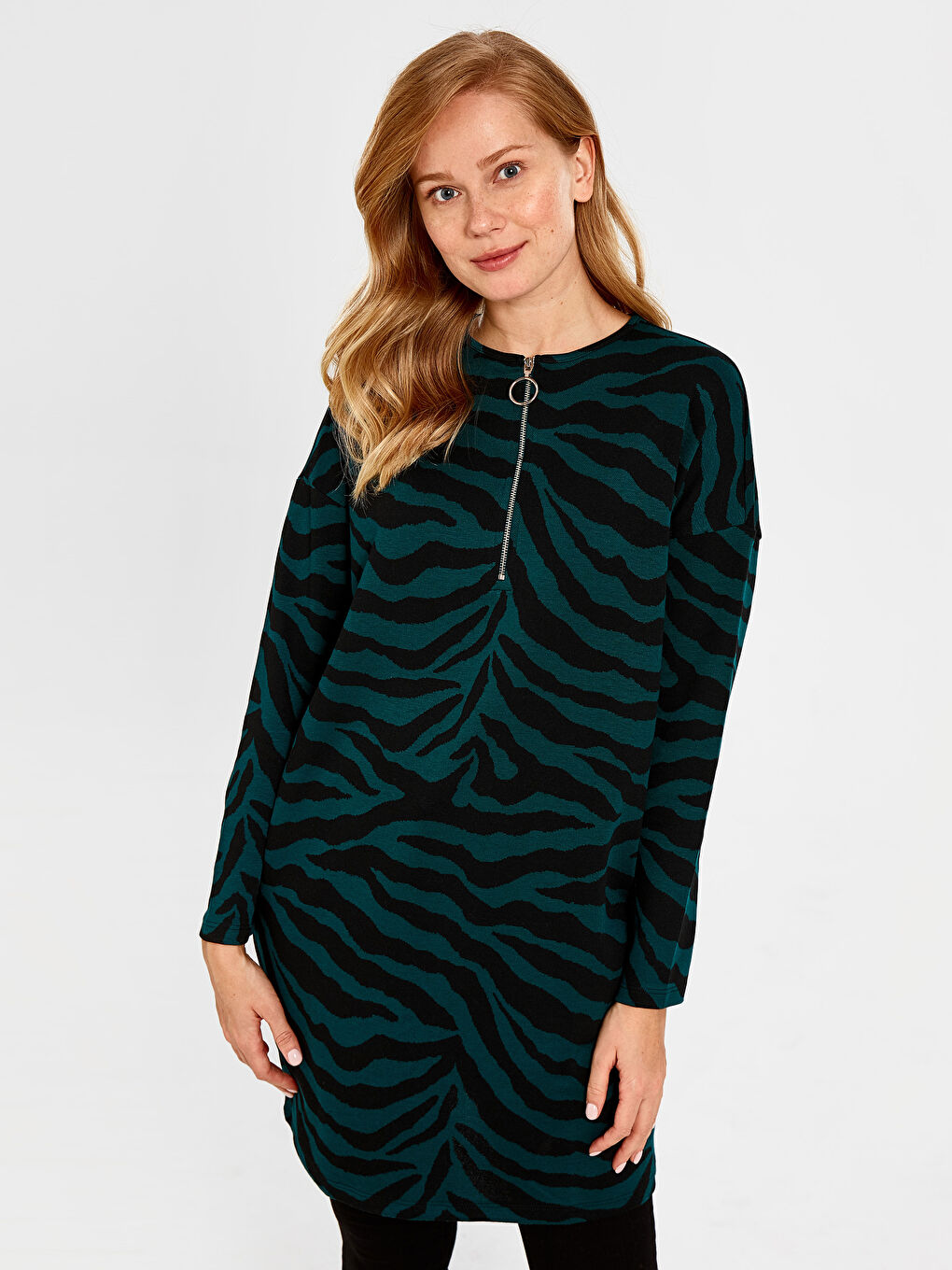 Lacivert Jakarlı Tunik