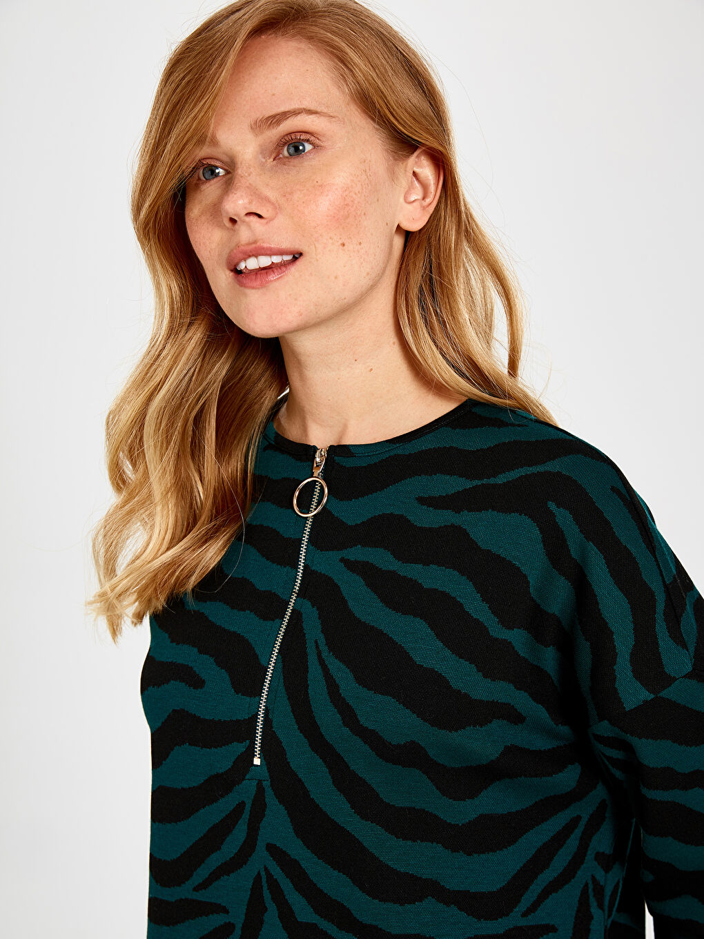 Lacivert Jakarlı Tunik-1