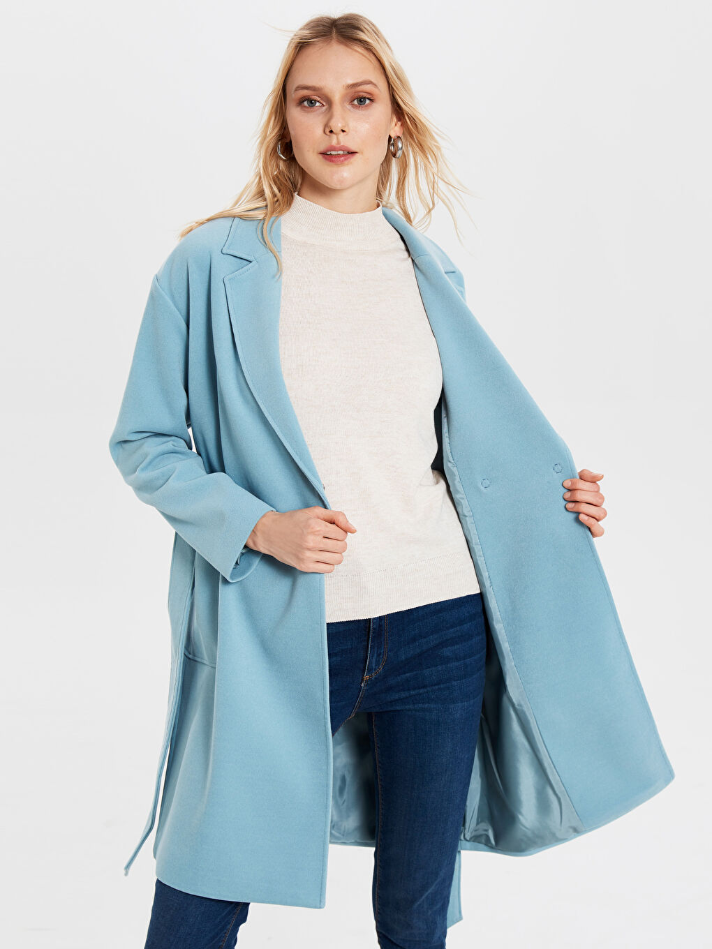 Yeşil Ceket Yaka Uzun Kaşe Kaban-1