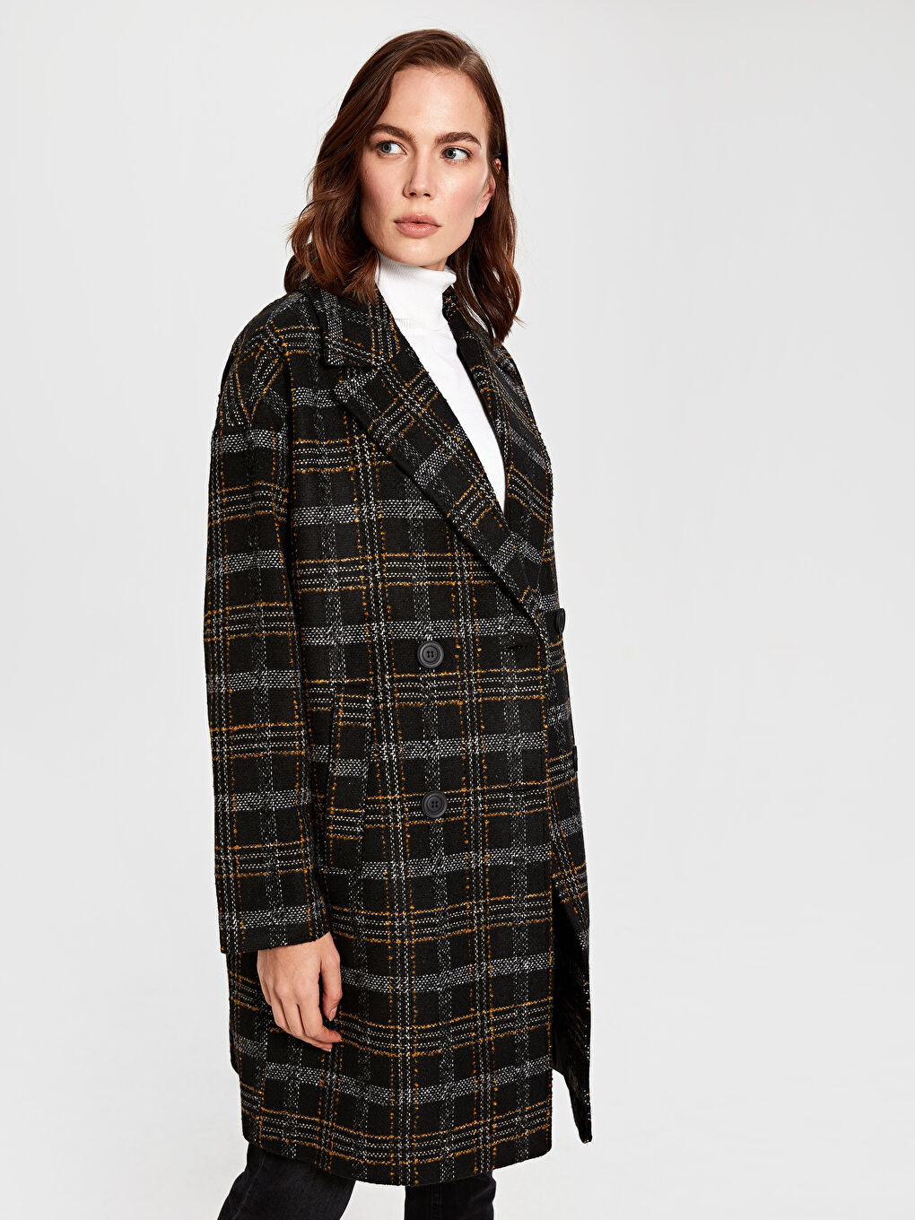 Siyah Melanj Deri Görünümlü Mont-1