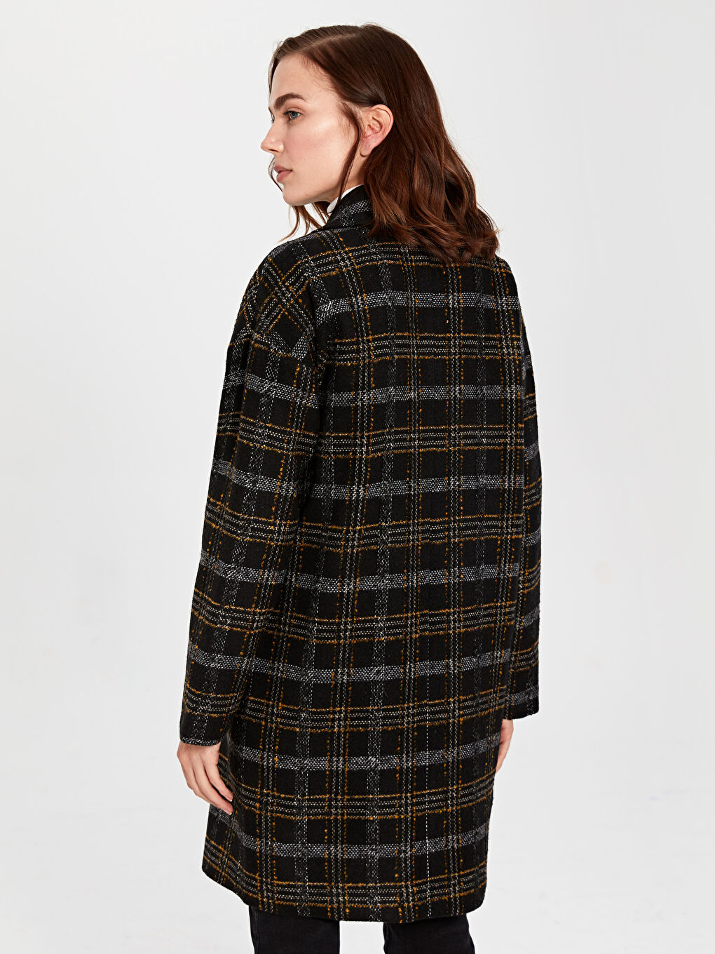 Siyah Melanj Deri Görünümlü Mont-3