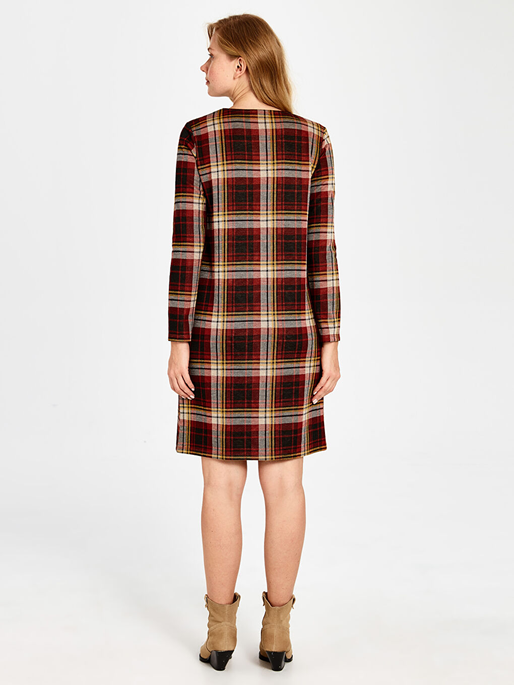 Kırmızı Jakarlı Elbise-2