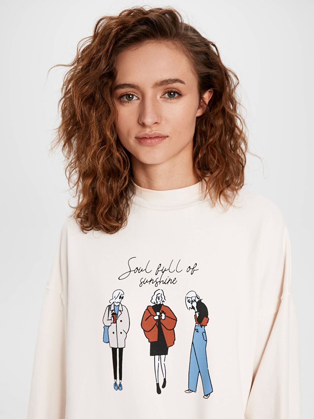 Ekru Bisiklet Yaka Baskılı Tunik-2