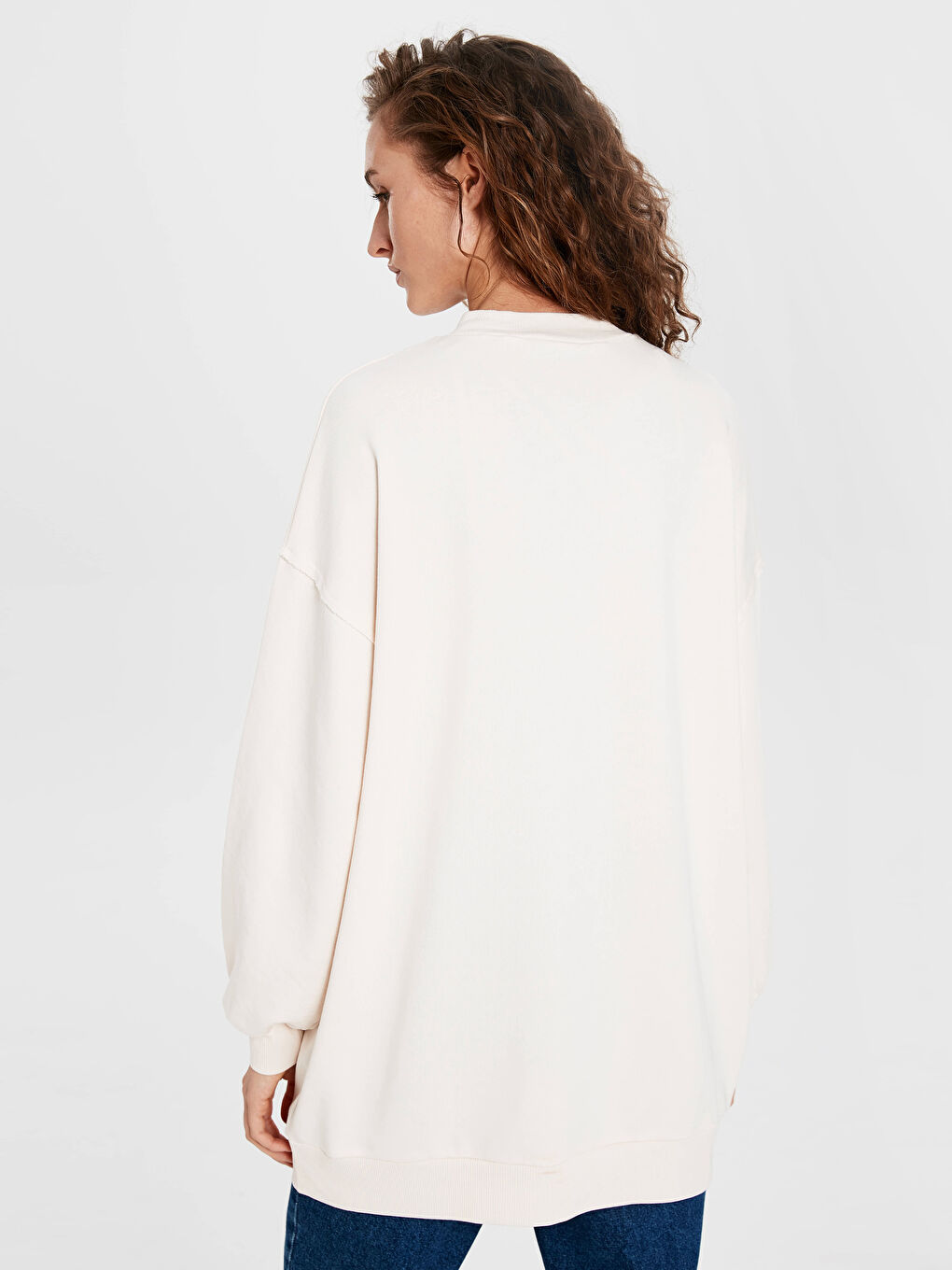 Ekru Bisiklet Yaka Baskılı Tunik-3