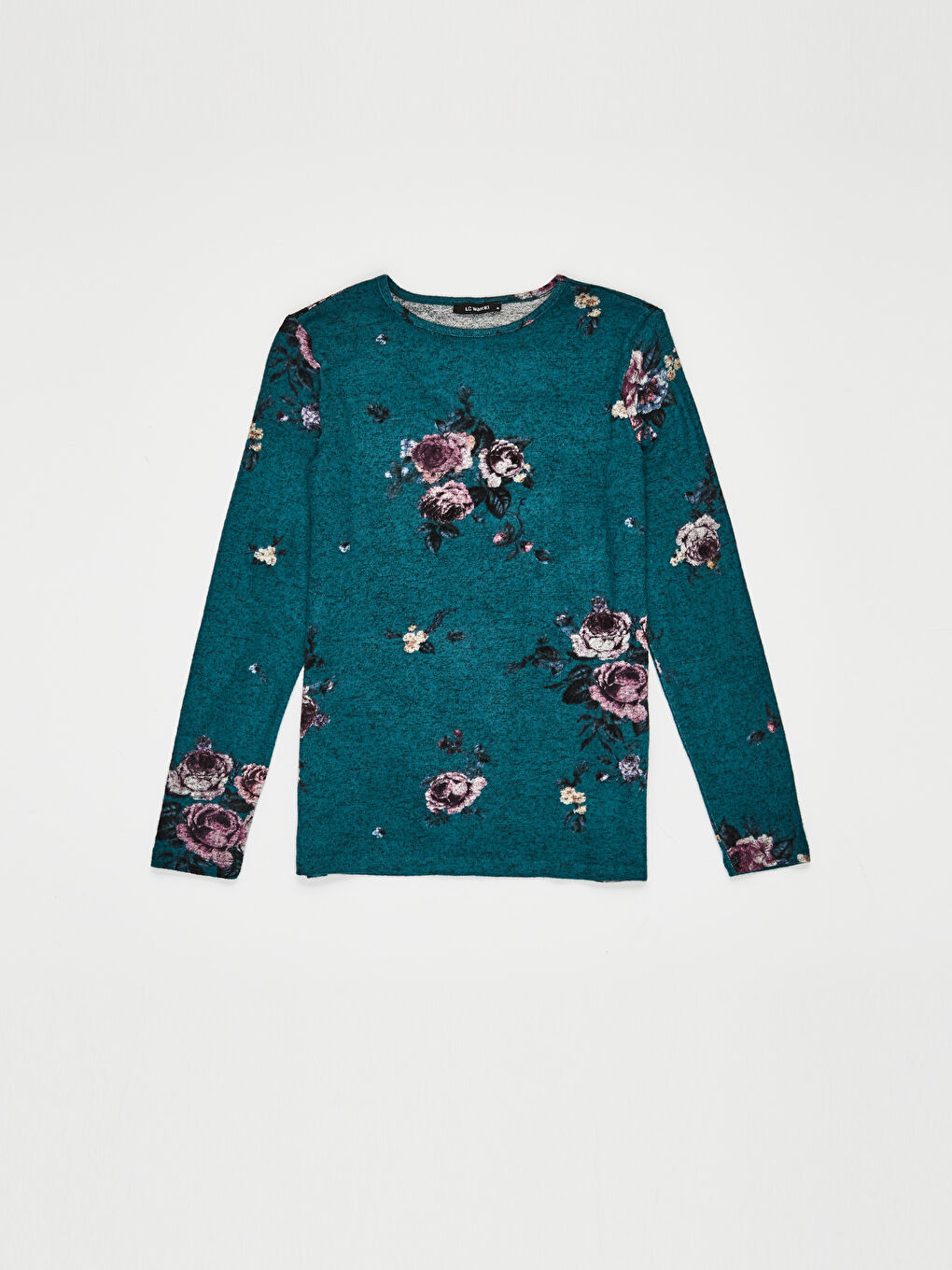 Yeşil Bisiklet Yaka Uzun Kollu Kadın Tişört-1