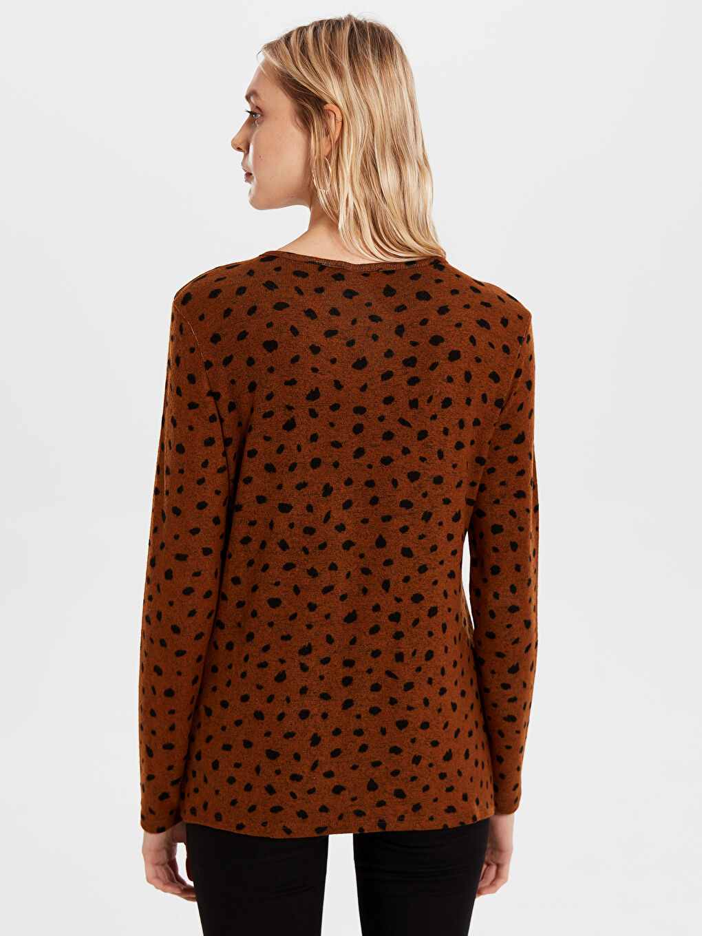 Sarı Bisiklet Yaka Uzun Kollu Kadın Tişört-4