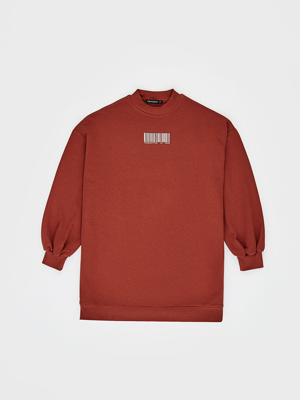 Kahverengi Barkod Baskılı Salaş Tunik-1