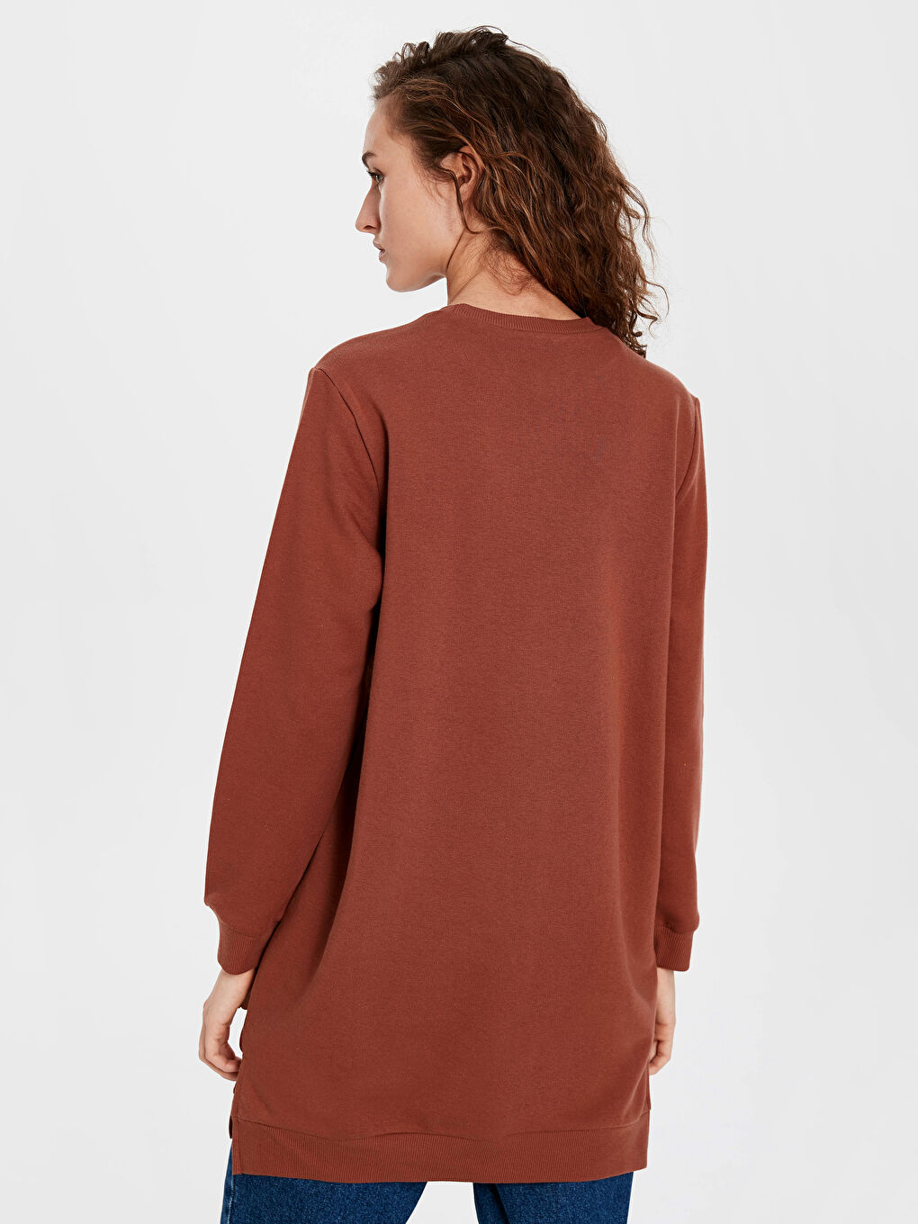 Turuncu Bisiklet Yaka Düz Tunik-2