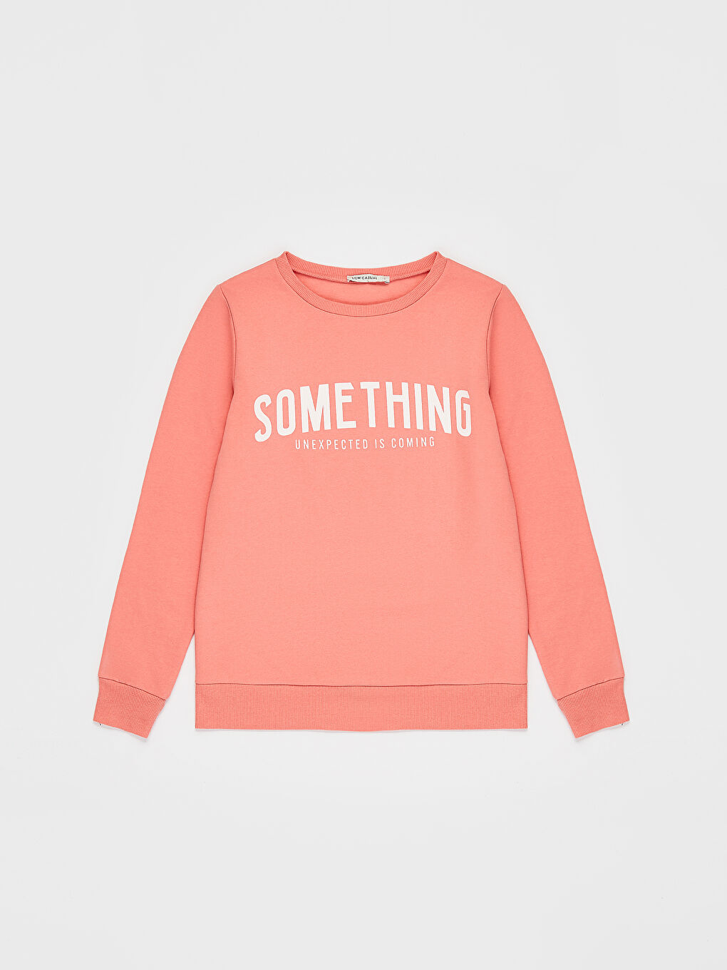 Mercan Bisiklet Yaka Baskılı Uzun Kollu Kadın Sweatshirt-1