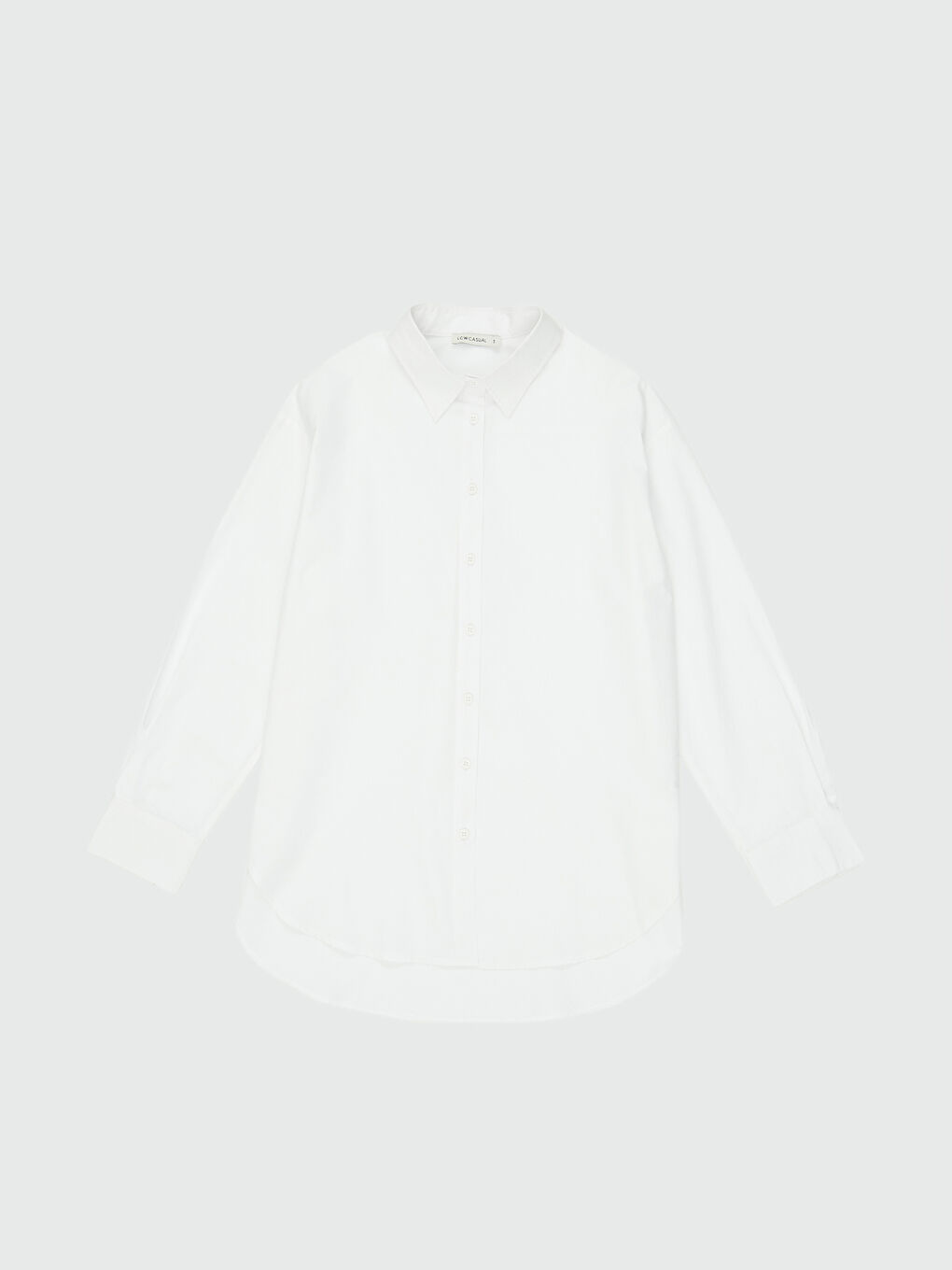 Beyaz Gömlek Yaka Standart Fit Uzun Kollu Kadın Gömlek-1