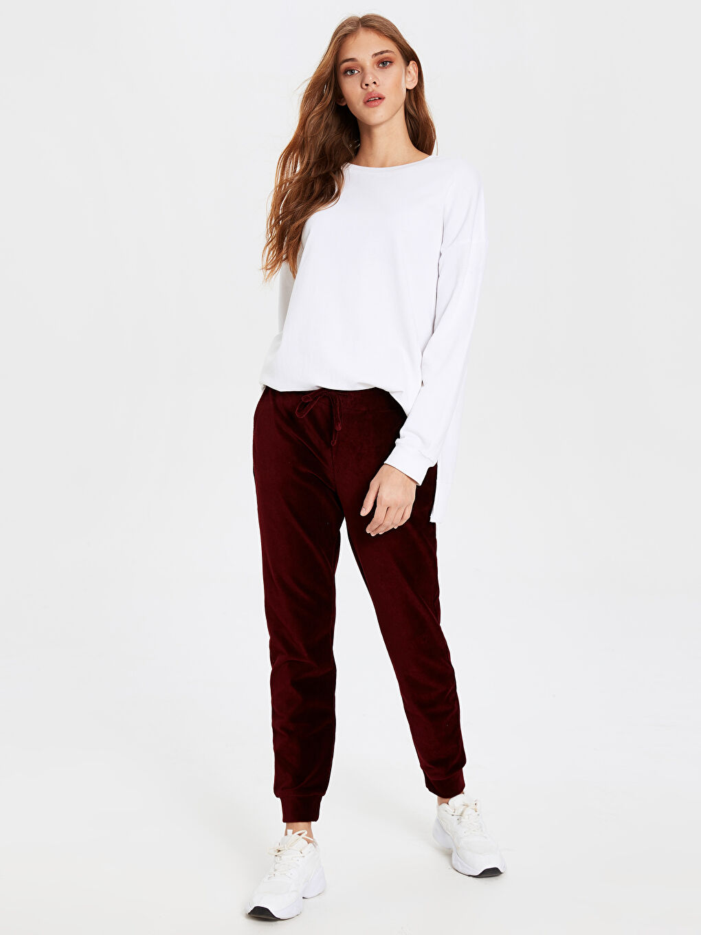 Κανονική Εφαρμογή Βελούδινα Φούτερ Γυναικεία Παντελόνι Jogging-2