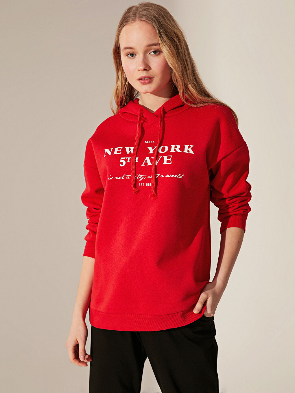Sweatshirt à capuche ROUGE Femme