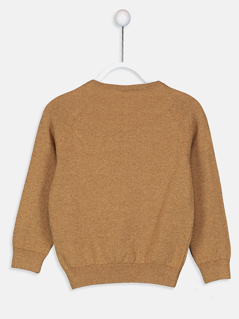 Bej V Yaka Basic Uzun Kollu Erkek Çocuk Triko Kazak-1