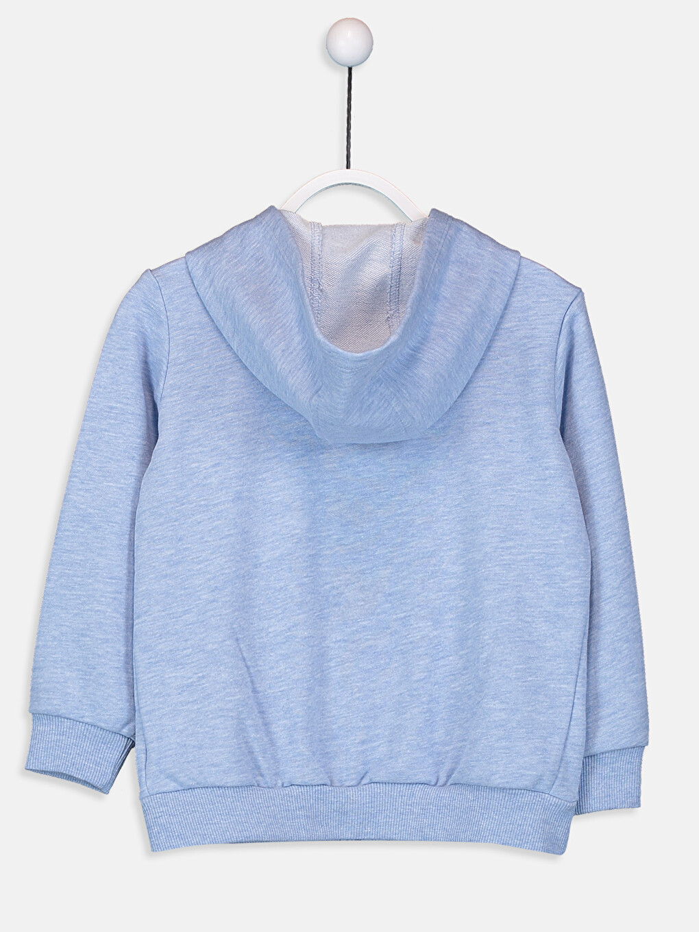 Mavi Kapüşonlu Basic Uzun Kollu Kız Çocuk Fermuarlı Sweatshirt-1