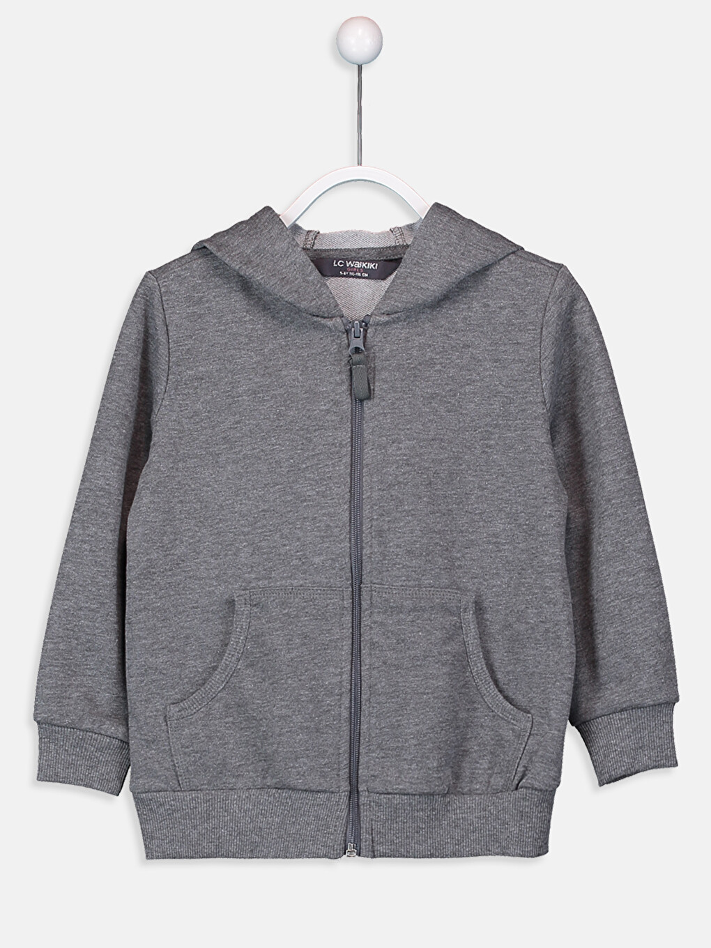 Antrasit Kapüşonlu Basic Uzun Kollu Kız Çocuk Fermuarlı Sweatshirt