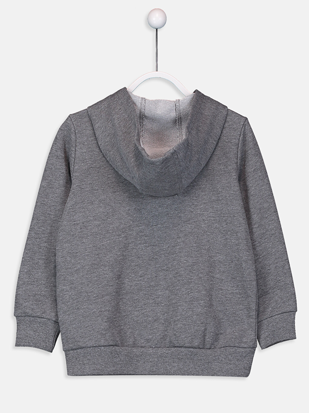 Antrasit Kapüşonlu Basic Uzun Kollu Kız Çocuk Fermuarlı Sweatshirt-1