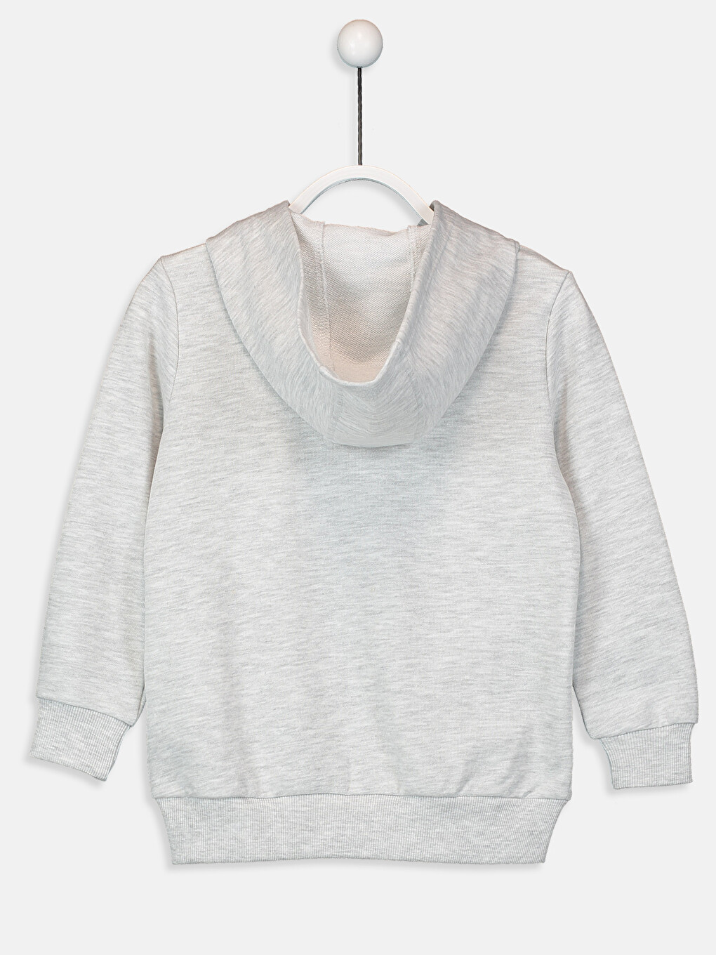 Gri Kapüşonlu Basic Uzun Kollu Kız Çocuk Fermuarlı Sweatshirt-1