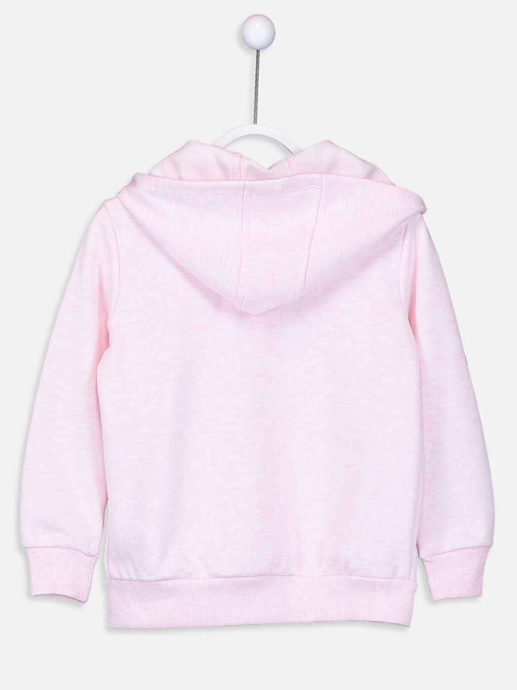 Pembe Kapüşonlu Basic Uzun Kollu Kız Çocuk Fermuarlı Sweatshirt-1