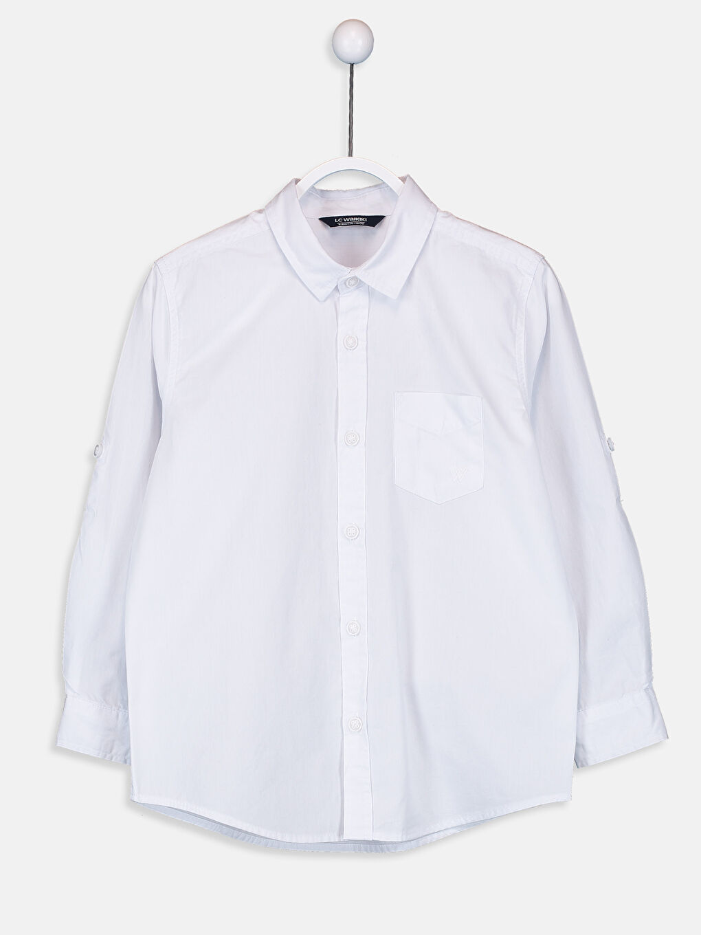 Beyaz Basic Uzun Kollu Poplin Erkek Çocuk Gömlek-1