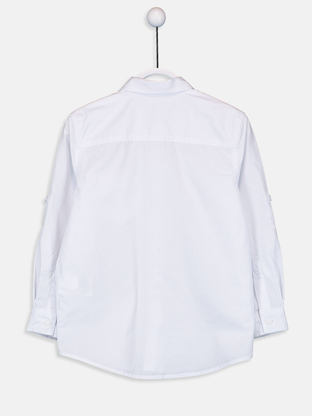 Beyaz Basic Uzun Kollu Poplin Erkek Çocuk Gömlek-2