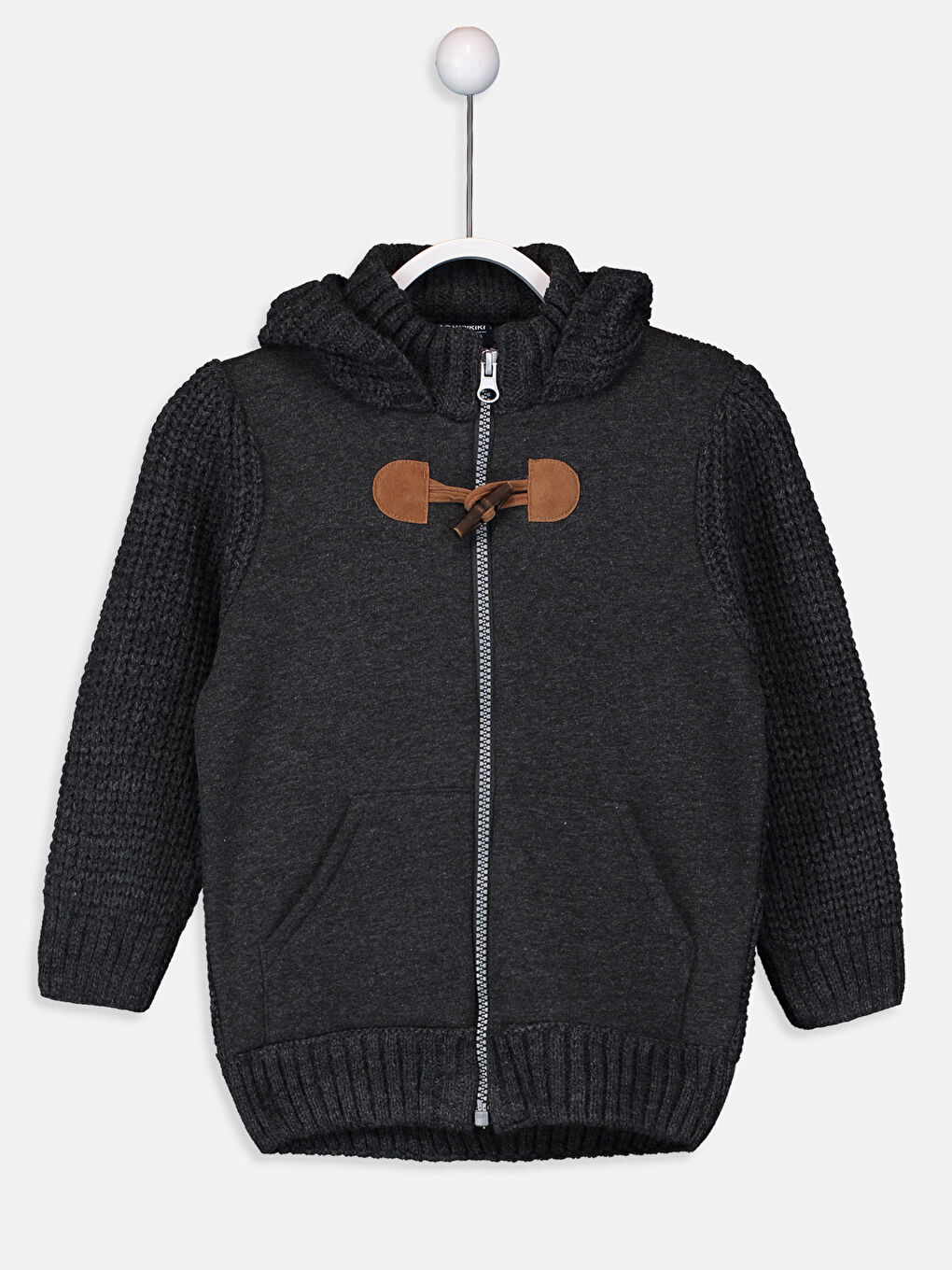 Antrasit Kapüşonlu Erkek Çocuk Hırka