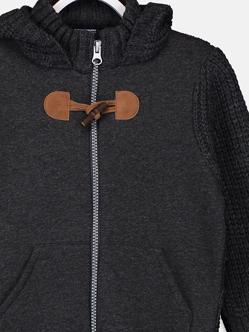 Antrasit Kapüşonlu Erkek Çocuk Hırka-2