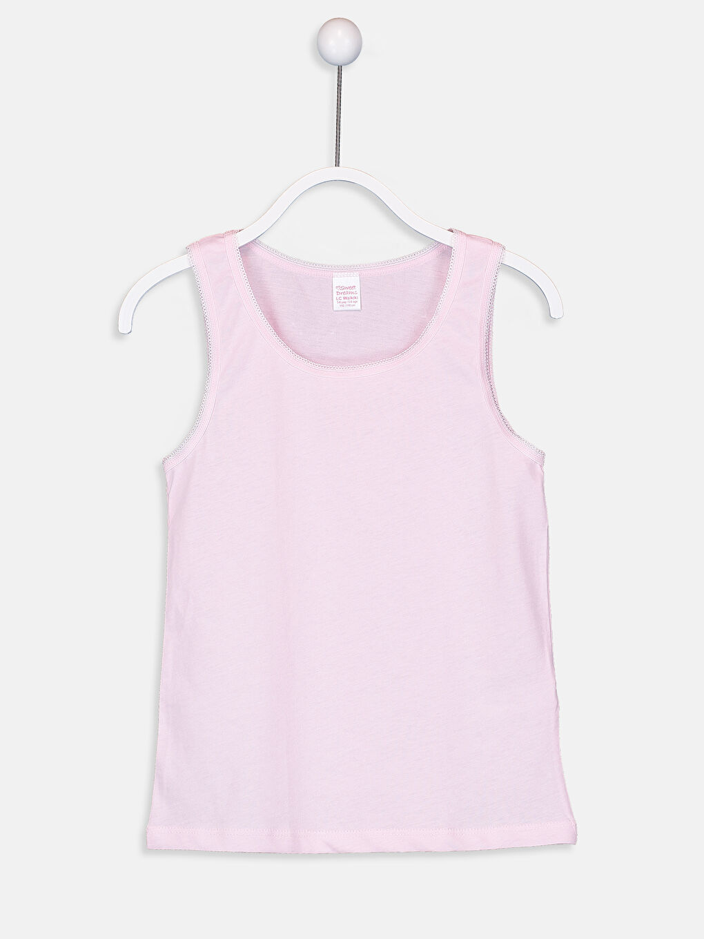 Beyaz Bisiklet Yaka Pamuklu Kız Çocuk Atlet 2'li-2