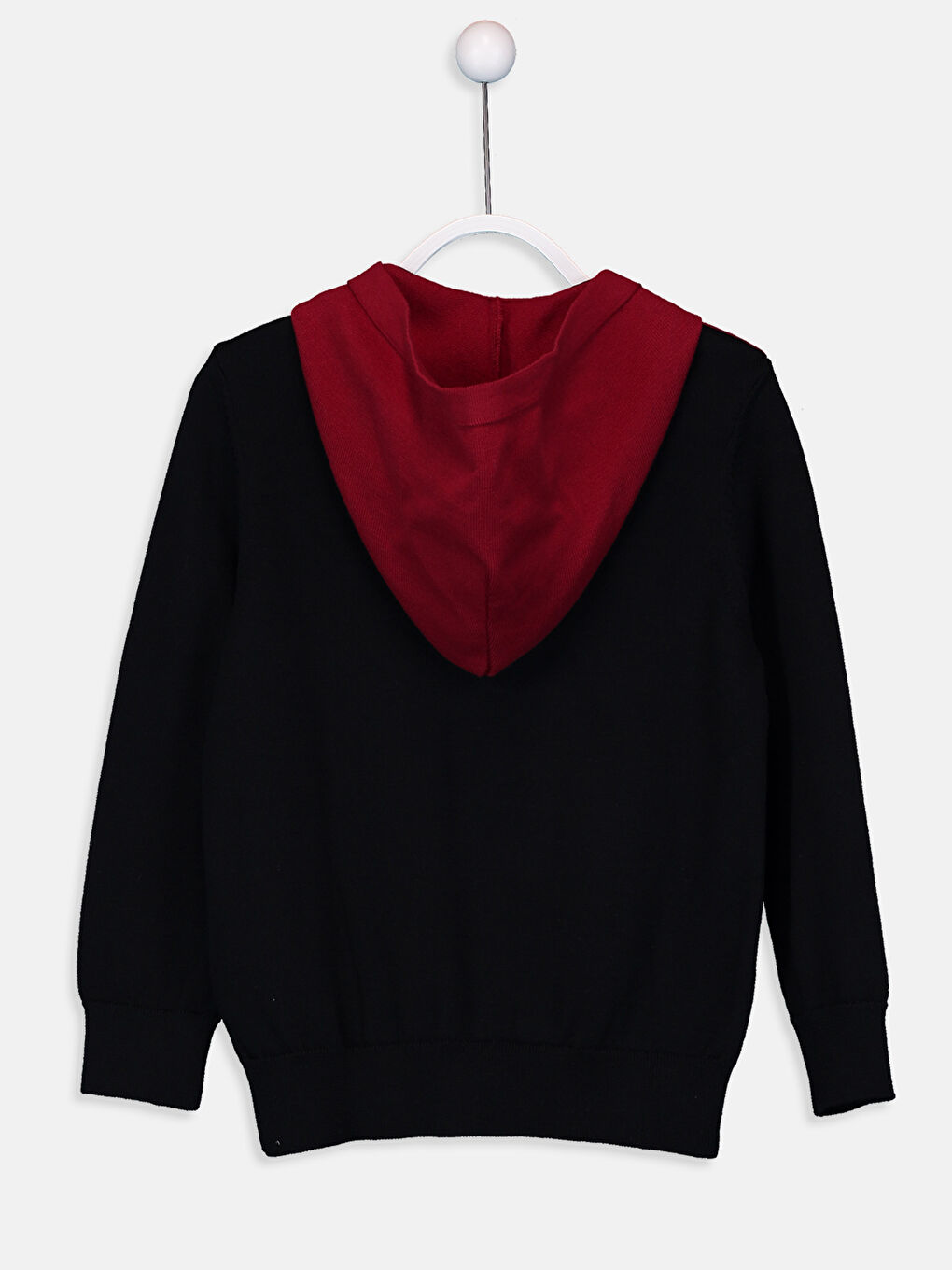 Siyah Erkek Çocuk Kapüşonlu İnce Triko Hırka-1