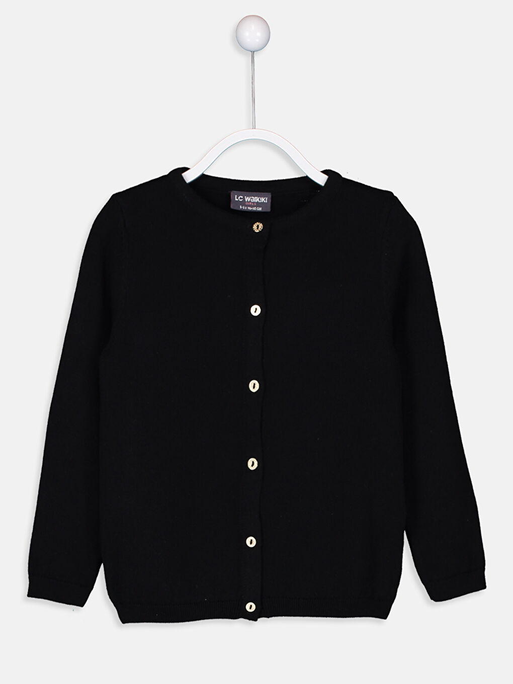 Siyah Bisiklet Yaka Uzun Kollu Kız Çocuk Hırka