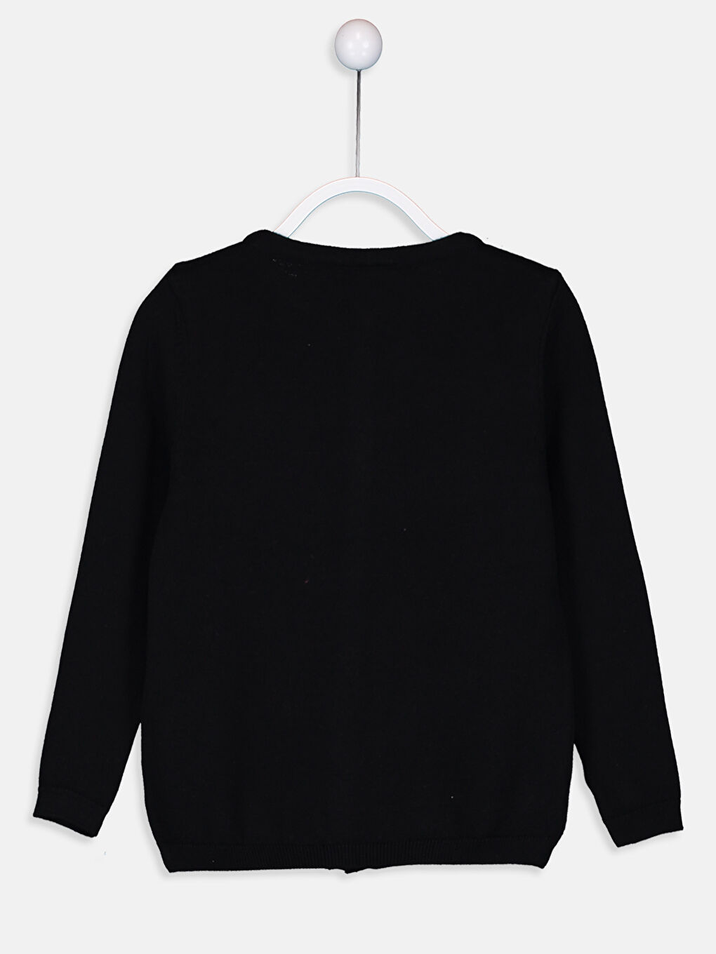 Siyah Bisiklet Yaka Uzun Kollu Kız Çocuk Hırka-1