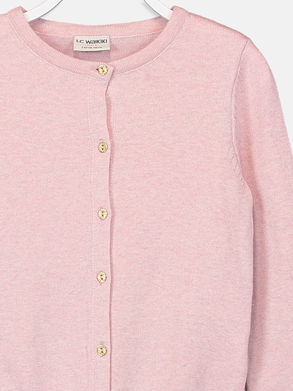 Pembe Bisiklet Yaka Uzun Kollu Kız Çocuk Hırka-2