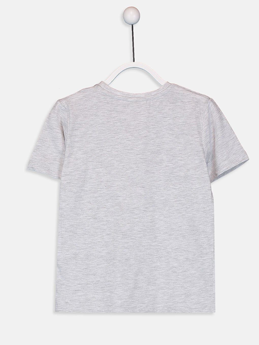 Gri Bisiklet Yaka Kısa Kollu Erkek Çocuk Tişört-1