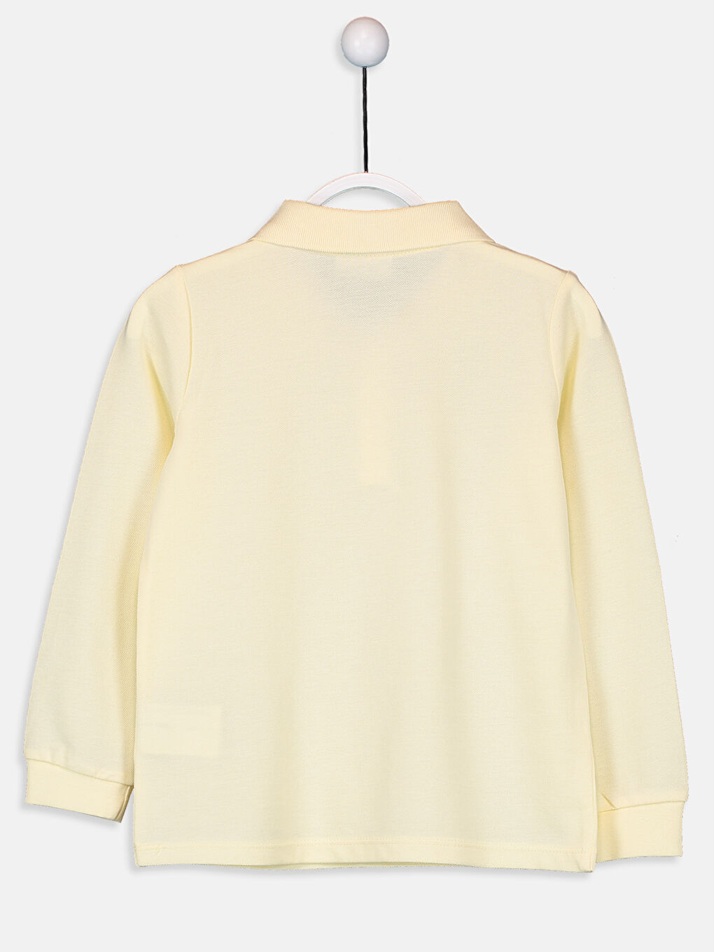 Sarı Polo Yaka Basic Uzun Kollu Kız Çocuk Tişört-1