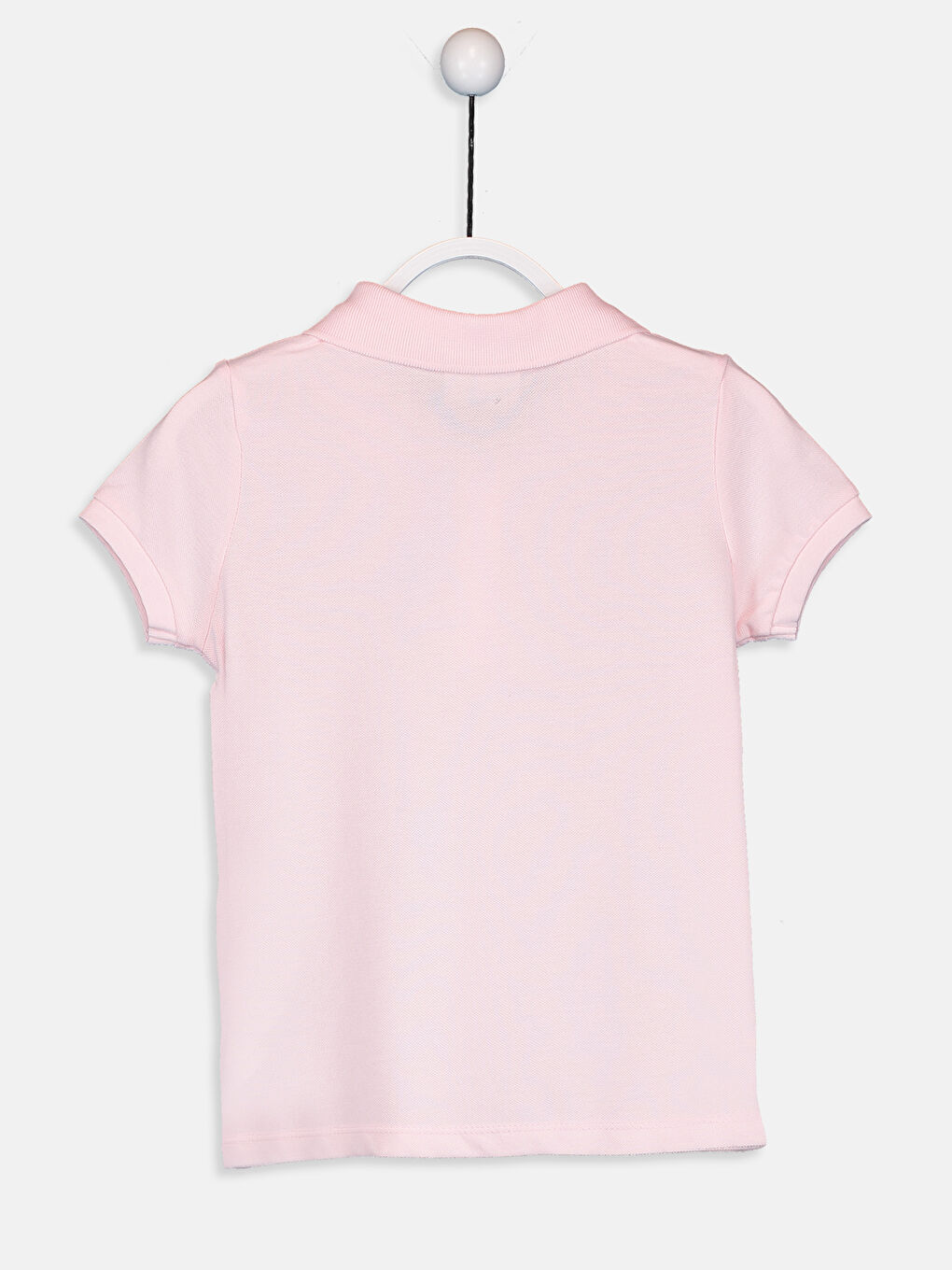 Pembe Polo Yaka Kısa Kollu Kız Çocuk Tişört-1