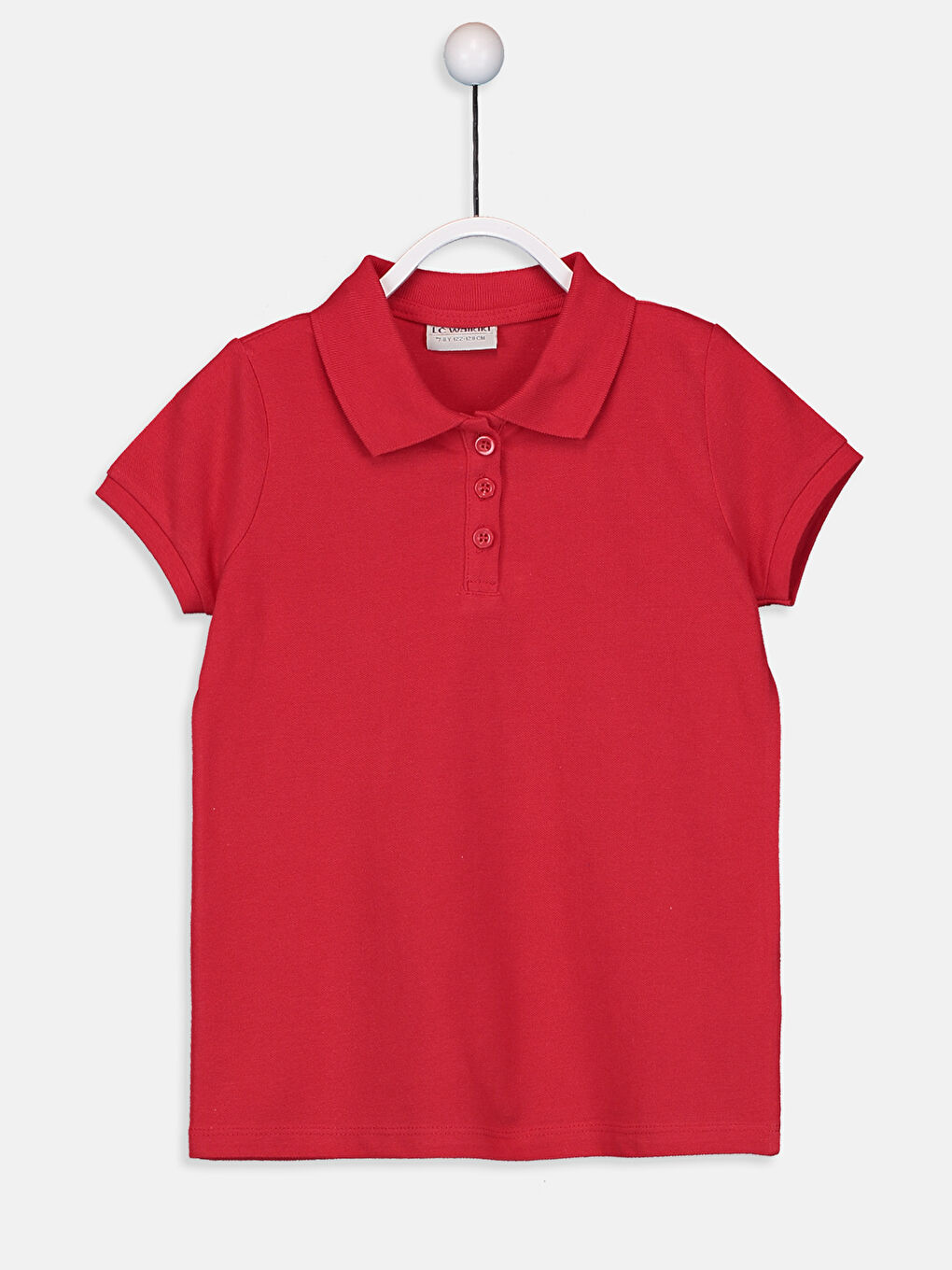 Kırmızı Polo Yaka Kısa Kollu Kız Çocuk Tişört