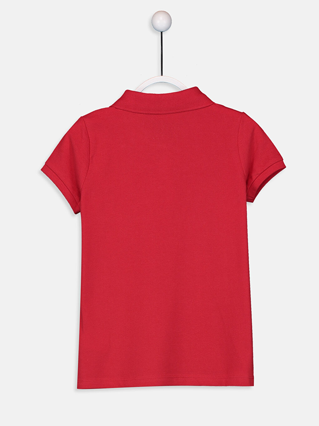 Kırmızı Polo Yaka Kısa Kollu Kız Çocuk Tişört-1