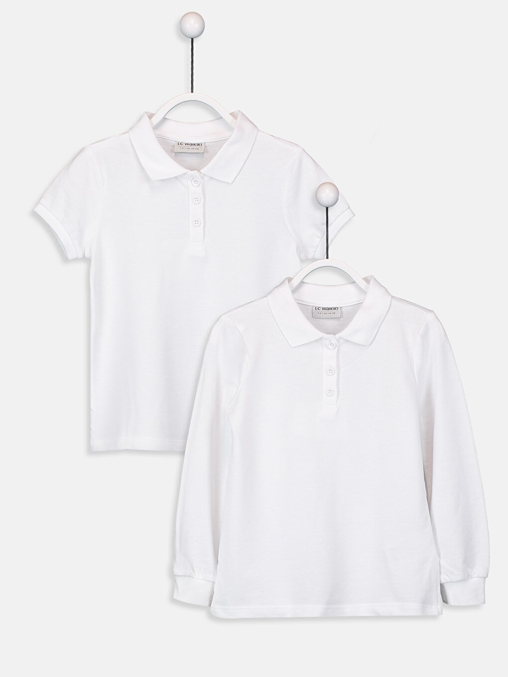 Polo Neck Basic Girls T-Shirt 2 Pack