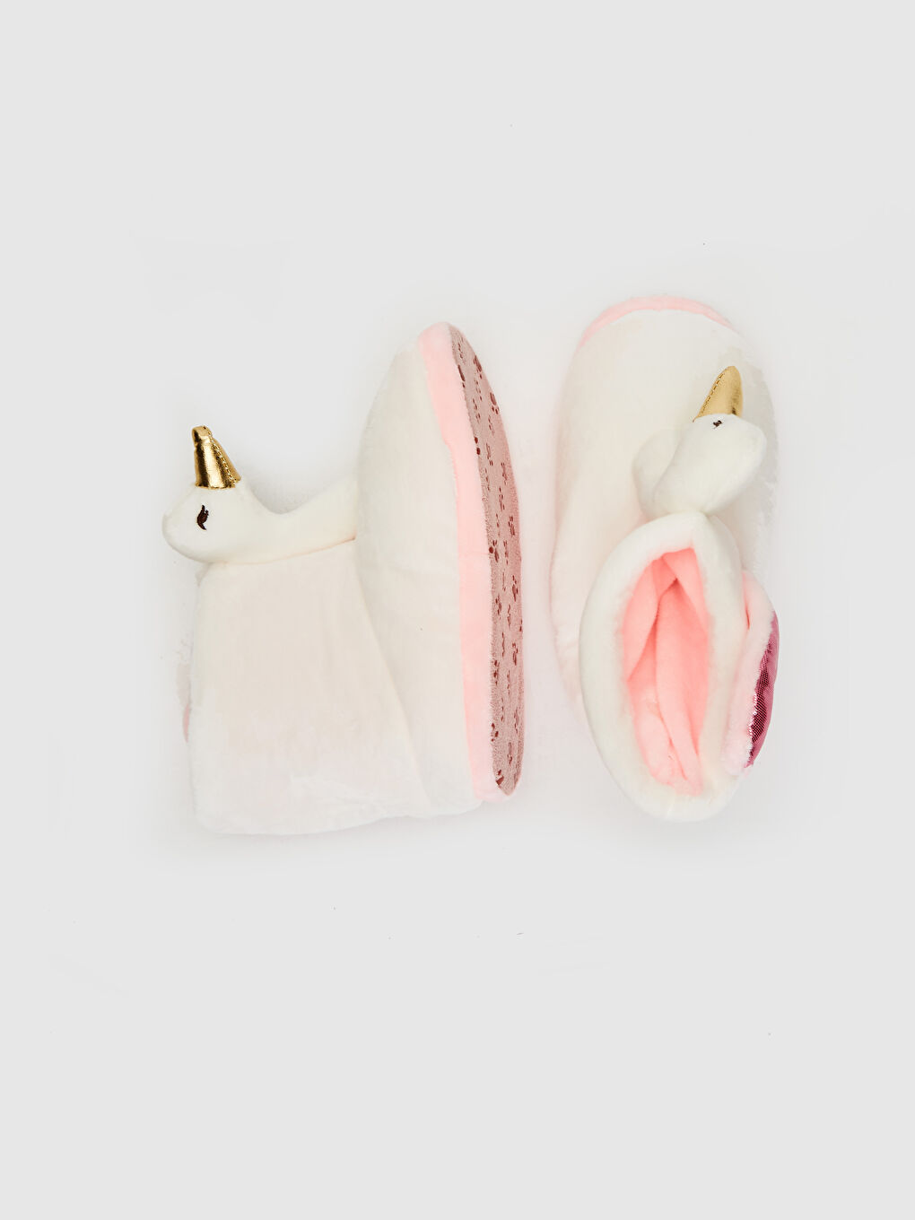 Beyaz Kız Çocuk Kuğu Silüetli Pelüş Panduf-6