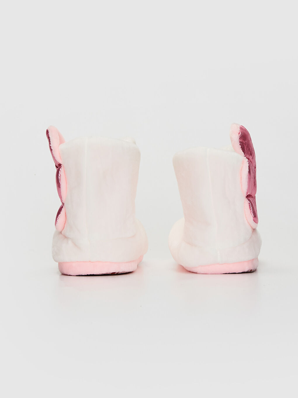 Beyaz Kız Çocuk Kuğu Silüetli Pelüş Panduf-8